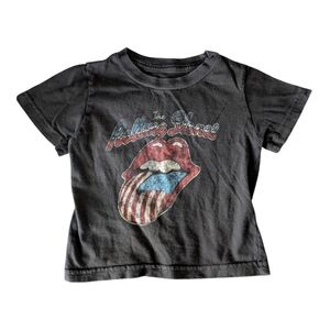 The Rolling Stones Kids Tee in Black with Red and Blue Logo
